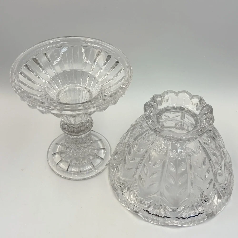 Fairy Lamp  Fifth‎ Avenue Portico Pattern Candle Holder Crystal Clear 9.25